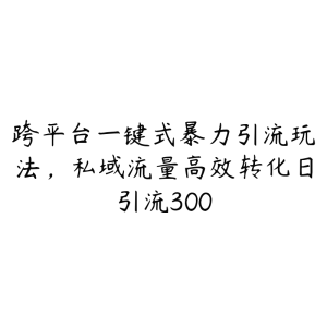 跨平台一键式暴力引流玩法，私域流量高效转化日引流300-51自学联盟