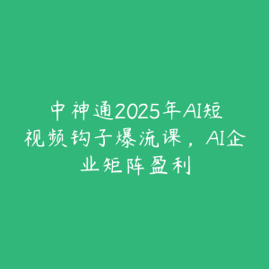 中神通2025年AI短视频钩子爆流课,AI企业矩阵盈利-51自学联盟