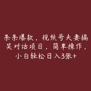 条条爆款，视频号夫妻搞笑对话项目，简单操作，小白轻松日入3张+-51自学联盟