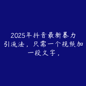 2025年抖音最新暴力引流法,只需一个视频加一段文字,-51自学联盟