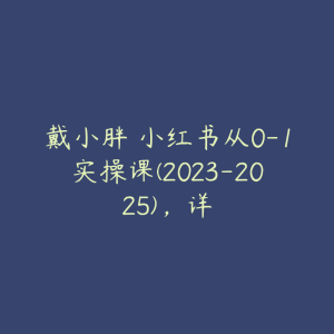 戴小胖・小红书从0-1实操课(2023-2025),详-51自学联盟