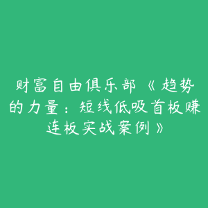 财富自由俱乐部・《趋势的力量：短线低吸首板赚连板实战案例》-51自学联盟