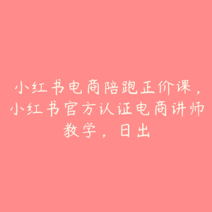 小红书电商陪跑正价课，小红书官方认证电商讲师教学，日出-51自学联盟