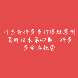 叮当会拼多多打爆班原创高阶技术第42期,拼多多全店托管-51自学联盟