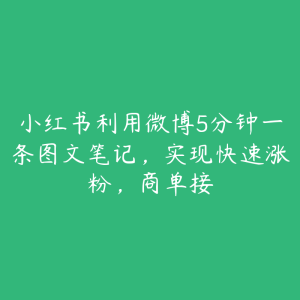 小红书利用微博5分钟一条图文笔记,实现快速涨粉,商单接-51自学联盟