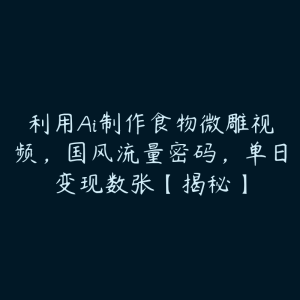 利用Ai制作食物微雕视频，国风流量密码，单日变现数张【揭秘】-51自学联盟