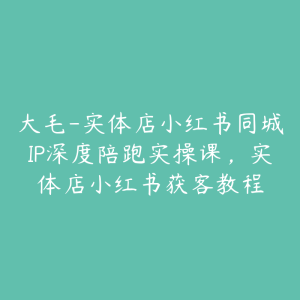 大毛-实体店小红书同城IP深度陪跑实操课,实体店小红书获客教程-51自学联盟