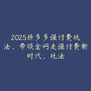 2025拼多多强付费玩法,带领全网走强付费新时代,玩法-51自学联盟