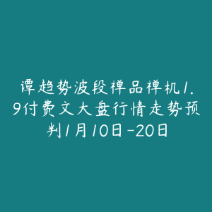 谭趋势波段禅品禅机1.9付费文大盘行情走势预判1月10日-20日-51自学联盟