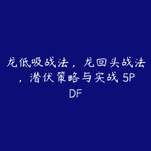 龙低吸战法，龙回头战法，潜伏策略与实战 5PDF-51自学联盟