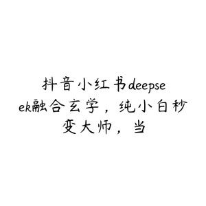 抖音小红书deepseek融合玄学，纯小白秒变大师，当-51自学联盟