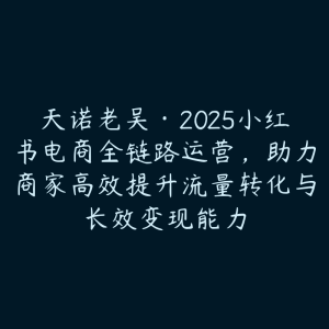 天诺老吴·2025小红书电商全链路运营,助力商家高效提升流量转化与长效变现能力-51自学联盟