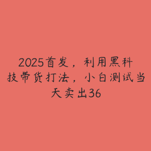 2025首发,利用黑科技带货打法,小白测试当天卖出36-51自学联盟