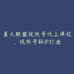 星火联盟视频号线上课程,视频号轻IP打造-51自学联盟