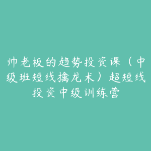 帅老板的趋势投资课（中级班短线擒龙术）超短线投资中级训练营-51自学联盟