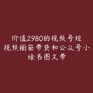 价值2980的视频号短视频橱窗带货和公众号小绿书图文带-51自学联盟