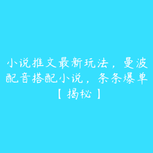 小说推文最新玩法，曼波配音搭配小说，条条爆单【揭秘】-51自学联盟