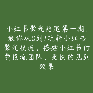小红书聚光陪跑第一期,教你从0到1玩转小红书聚光投流,搭建小红书付费投流团队,更快的见到效果-51自学联盟