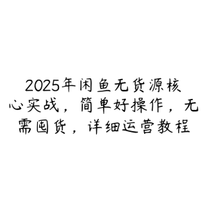 2025年闲鱼无货源核心实战,简单好操作,无需囤货,详细运营教程-51自学联盟