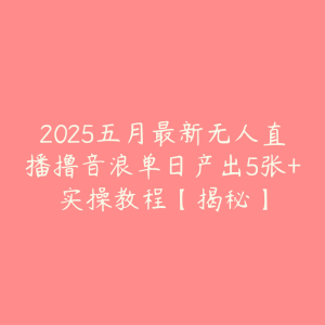 2025五月最新无人直播撸音浪单日产出5张+实操教程【揭秘】-51自学联盟