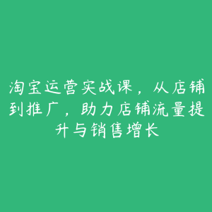 淘宝运营实战课,从店铺到推广,助力店铺流量提升与销售增长-51自学联盟