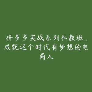 拼多多实战系列私教班，成就这个时代有梦想的电商人-51自学联盟