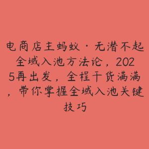 电商店主蚂蚁·无潜不起全域入池方法论,2025再出发,全程干货满满,带你掌握全域入池关键技巧-51自学联盟