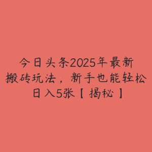 今日头条2025年最新搬砖玩法,新手也能轻松日入5张【揭秘】-51自学联盟