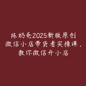 陈奶爸2025新版原创微信小店带货者实操课，教你微信开小店-51自学联盟