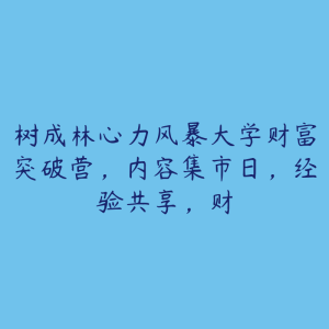树成林心力风暴大学财富突破营,内容集市日,经验共享,财-51自学联盟