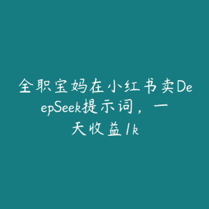 全职宝妈在小红书卖DeepSeek提示词,一天收益1k-51自学联盟