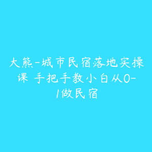 大熊-城市民宿落地实操课―手把手教小白从0-1做民宿-51自学联盟