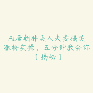 AI唐朝胖美人夫妻搞笑涨粉实操,五分钟教会你【揭秘】-51自学联盟