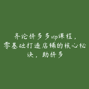 齐论拼多多vip课程,零基础打造店铺的核心秘诀,助拼多-51自学联盟