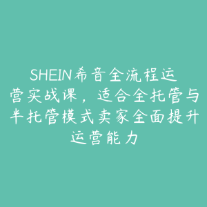 SHEIN希音全流程运营实战课,适合全托管与半托管模式卖家全面提升运营能力-51自学联盟
