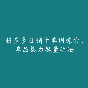 拼多多日销千单训练营，单品暴力起量玩法-51自学联盟