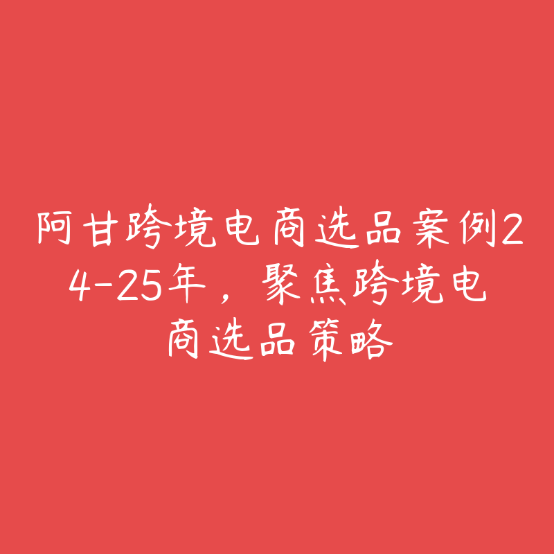 阿甘跨境电商选品案例24-25年,聚焦跨境电商选品策略