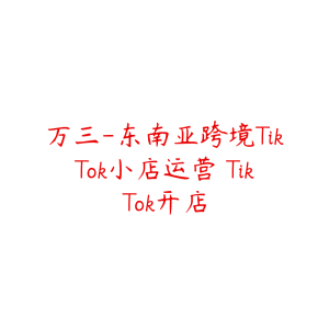 万三-东南亚跨境TikTok小店运营 TikTok开店-51自学联盟