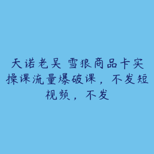 天诺老吴・雪狼商品卡实操课流量爆破课,不发短视频,不发-51自学联盟