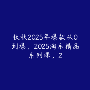 秋秋2025年爆款从0到爆,2025淘系精品系列课,2-51自学联盟