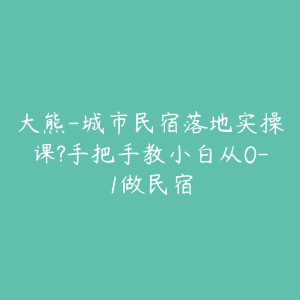 大熊-城市民宿落地实操课?手把手教小白从0-1做民宿-51自学联盟