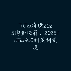 TikTok跨境2025淘金秘籍,2025TikTok从0到盈利变现-51自学联盟