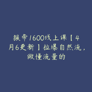 猴帝1600线上课【4月6更新】拉爆自然流,做懂流量的-51自学联盟