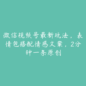 微信视频号最新玩法,表情包搭配情感文案,2分钟一条原创-51自学联盟