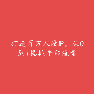 打造百万人设IP,从0到1稳抓平台流量-51自学联盟