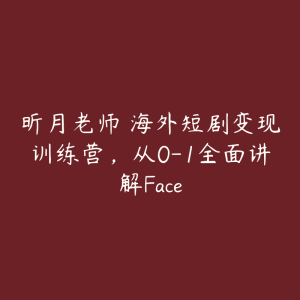 昕月老师・海外短剧变现训练营,从0-1全面讲解Face-51自学联盟