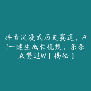 抖音沉浸式历史赛道，AI一键生成长视频，条条点赞过W【揭秘】-51自学联盟