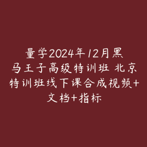 量学2024年12月黑马王子高级特训班 北京特训班线下课合成视频+文档+指标-51自学联盟