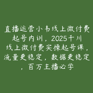 直播运营小韦线上微付费起号内训,2025千川线上微付费实操起号课,流量更稳定,数据更稳定,百万主播必学-51自学联盟