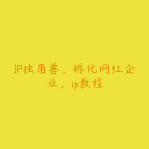 IP独角兽，孵化网红企业，ip教程-51自学联盟
